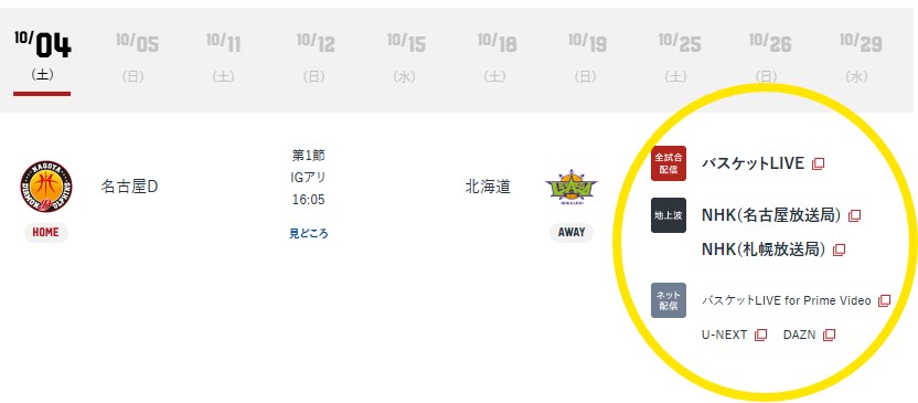 Bリーグ2025-26_放送配信_名古屋D